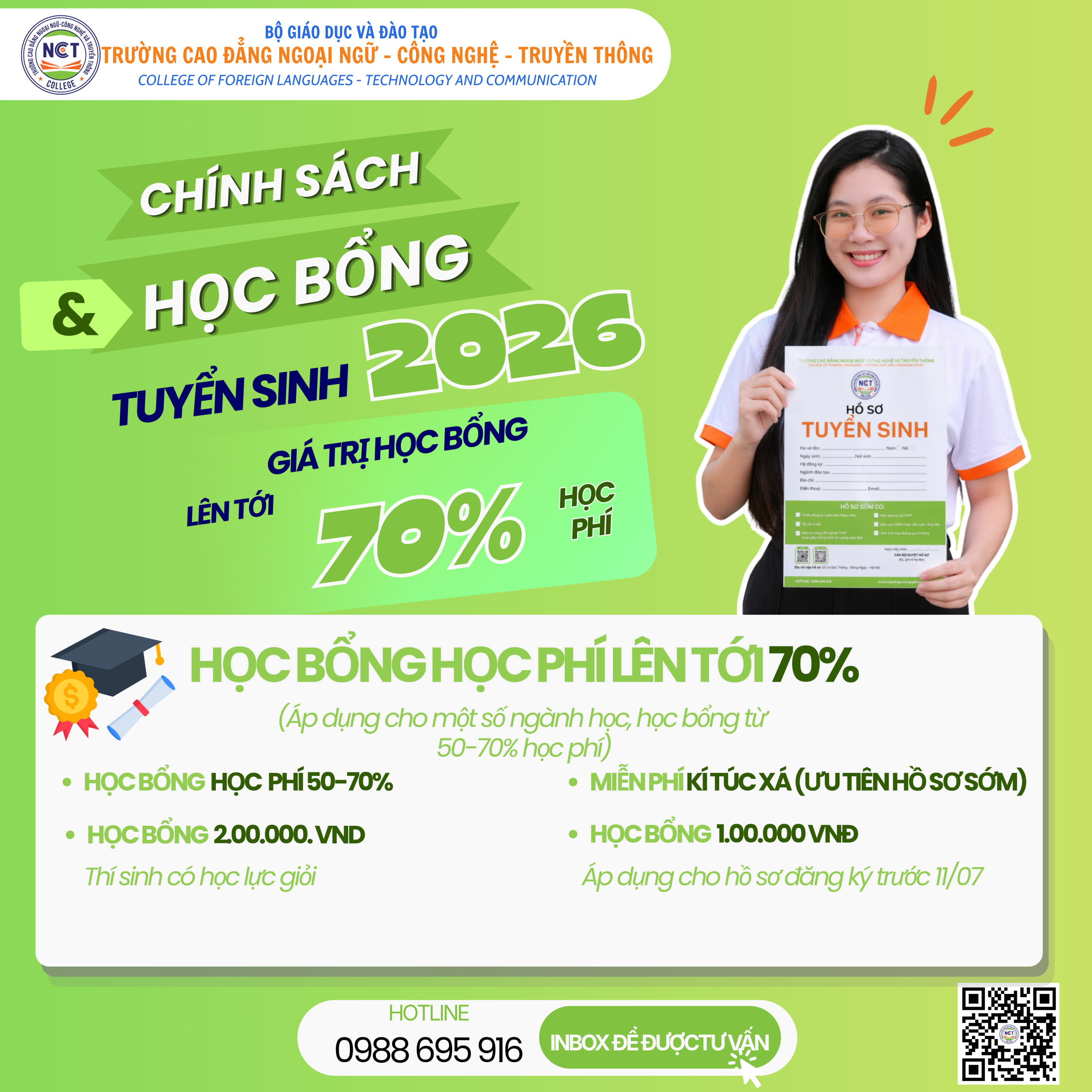 NCT College triển khai chương trình học bổng đặc biệt dành cho thí sinh xét học bạ THPT