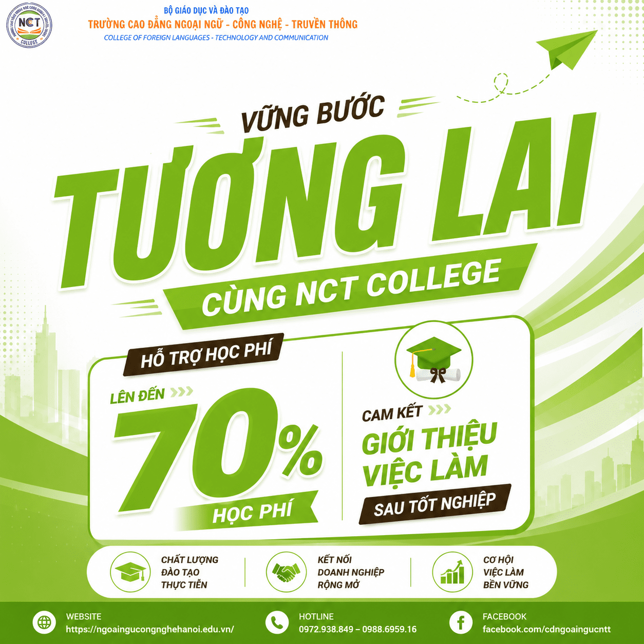 Trường Cao đẳng Ngoại ngữ Công nghệ và Truyền thông tuyển sinh 2026: Học bổng hấp dẫn, cam kết việc làm sau tốt nghiệp