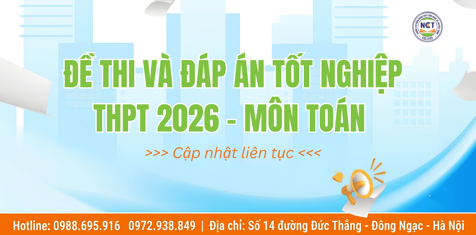 Đề thi và đáp án môn Toán THPT Quốc Gia 2026