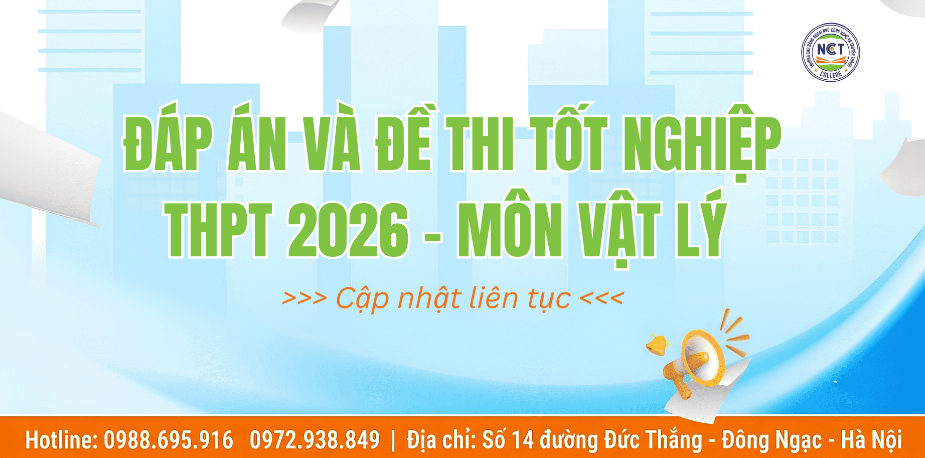 Đề thi và đáp án môn Vật lý THPT Quốc Gia 2026